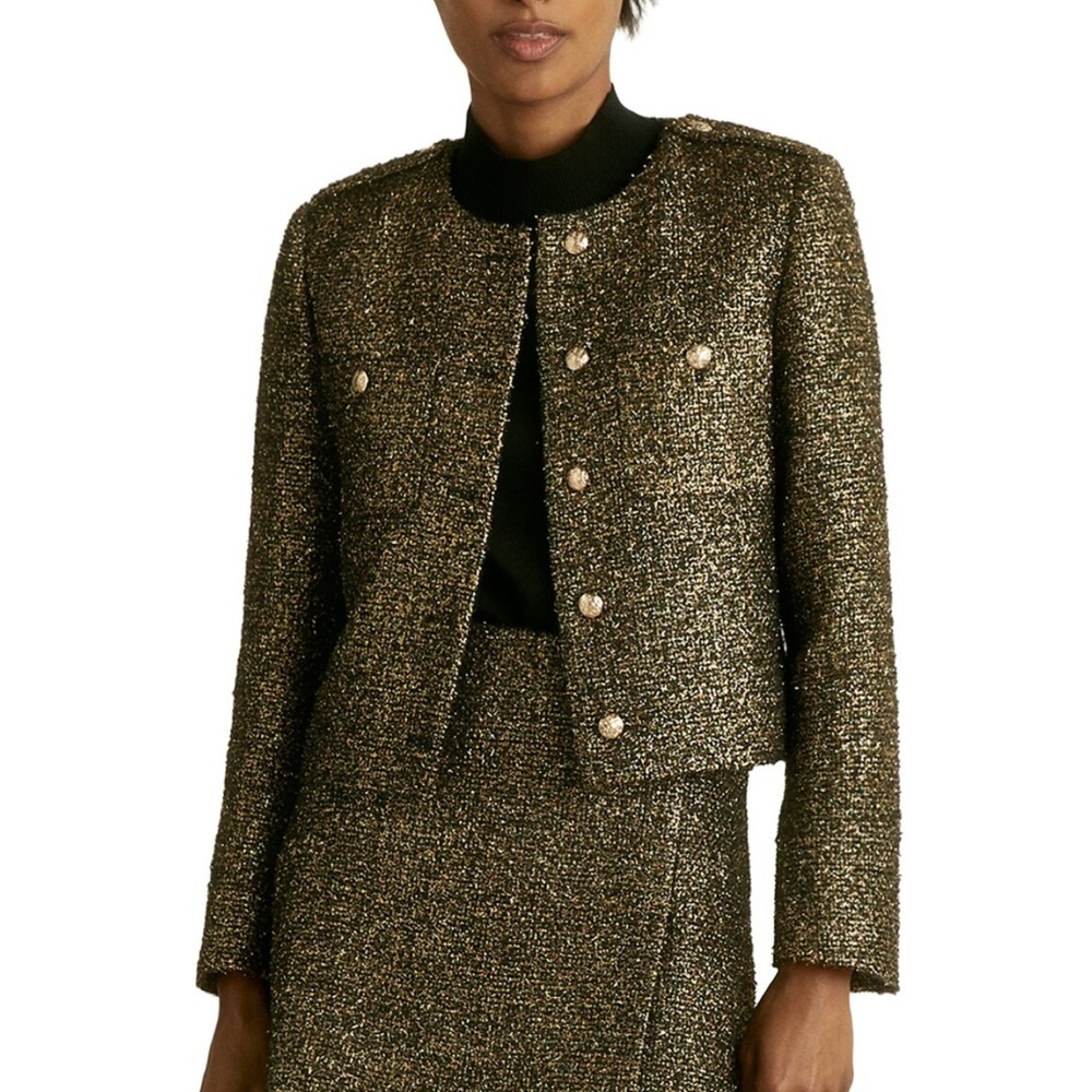 Reiss Wynee Cropped Sparkle Jacket